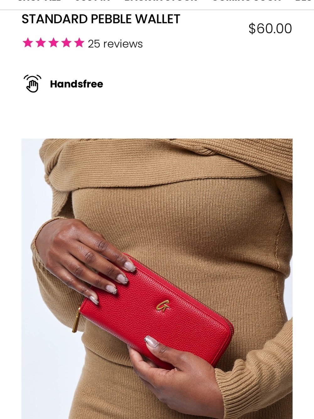 Glam-Aholic Pebbled Zip Wallet in Red with Gold Logo